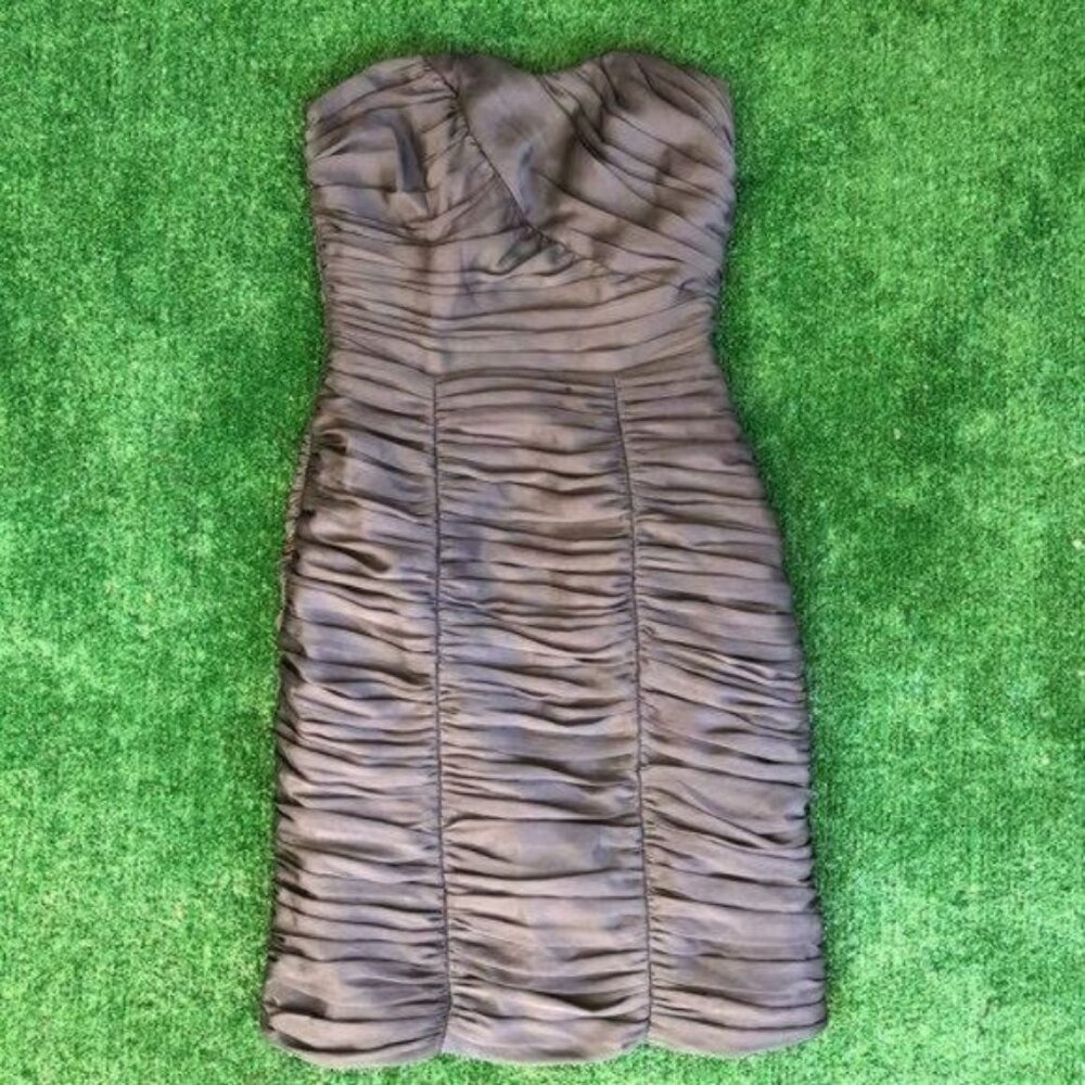 H&M Strapless Charcoal Grey Scrunch Dress Size 2 - Picture 5 of 7